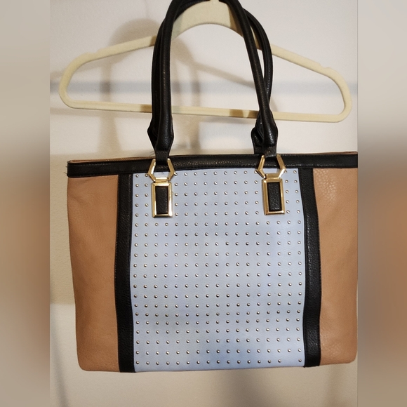 Handbags - Stylish Tan and Blue Tote Bag